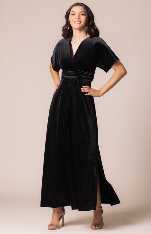 Kiyonna Verona V-neck Velvet Evening Gown With Pockets In Black