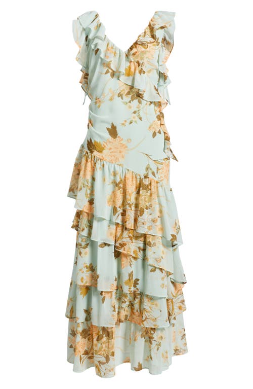 Chelsea28 Cap Sleeve Cascading Ruffle Gown