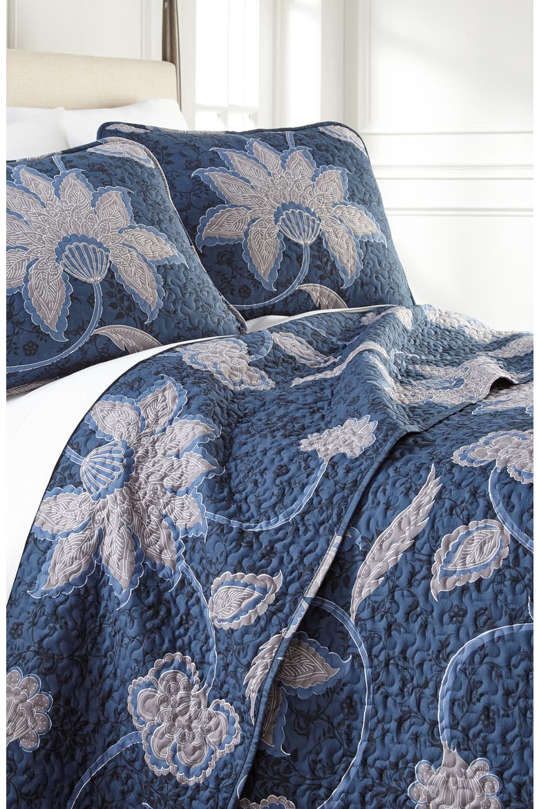 Full/Queen Sized Luxury Premium Collection Ultra-Soft Quilt Cover Set - Floral Blue, Main, color, FLORAL BLUE