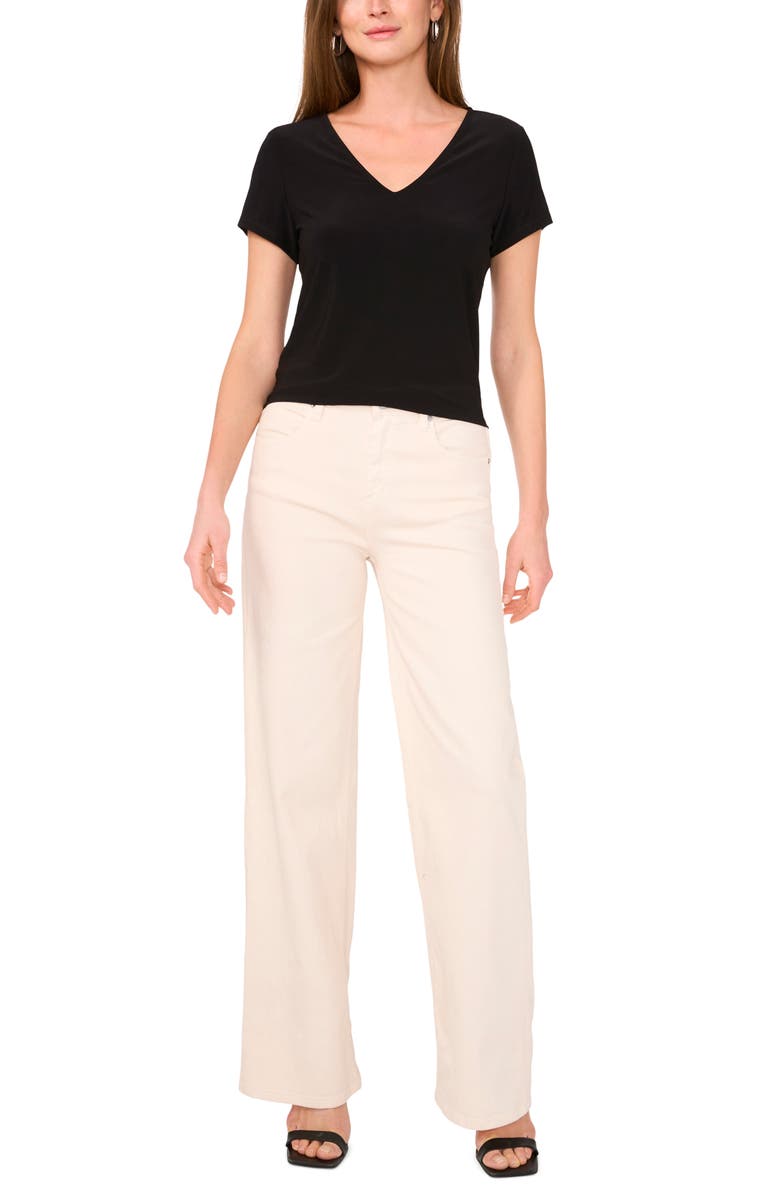 Vince Camuto V-Neck Dolman Sleeve Top, Alternate, color, Rich Black