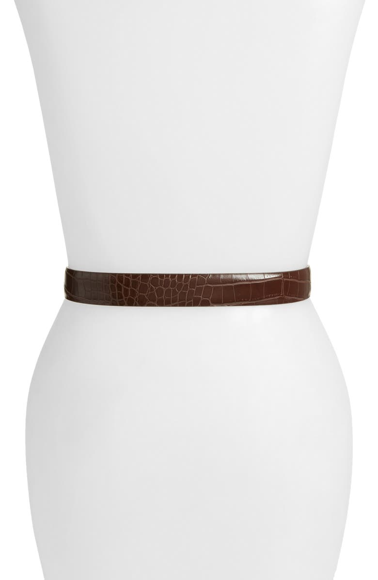 Something Navy Croc Embossed Faux Leather Belt, Alternate, color,