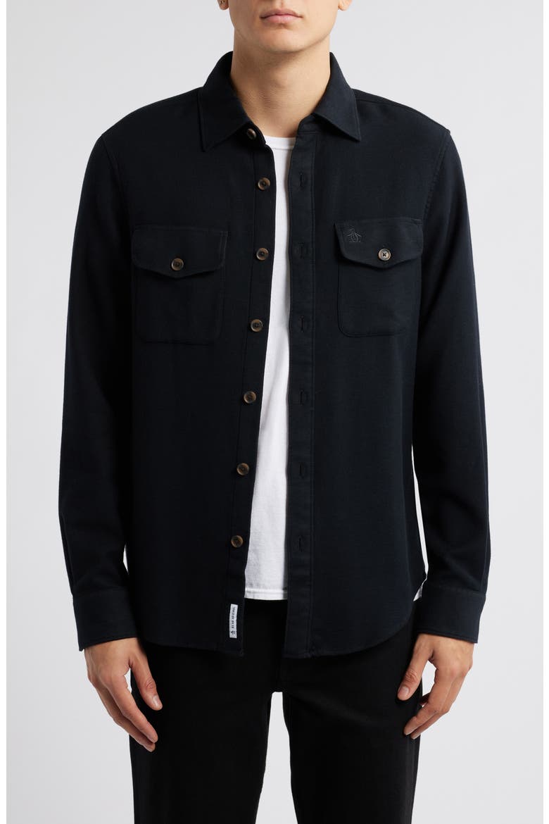 Double Cloth Button-Up Shirt, Main, color, TRUE BLACK
