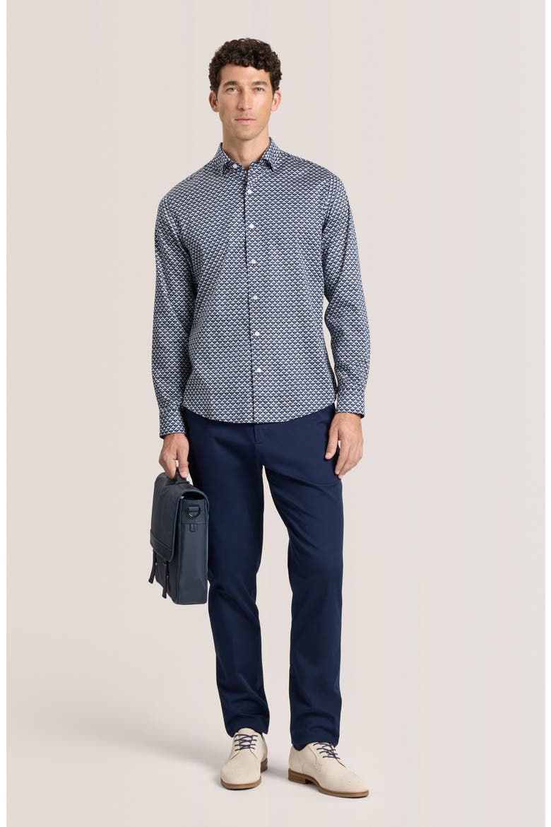 Soren Ginkgo Print Stretch Cotton Dress Shirt, Alternate, color, SKY CAPTAIN