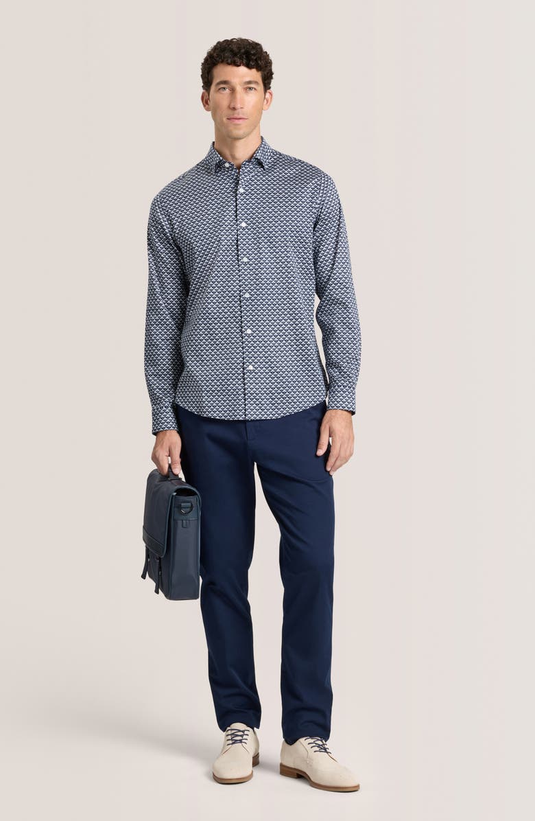 Ted Baker Soren Ginkgo Print Stretch Cotton Dress Shirt, Alternate, color, Sky Captain