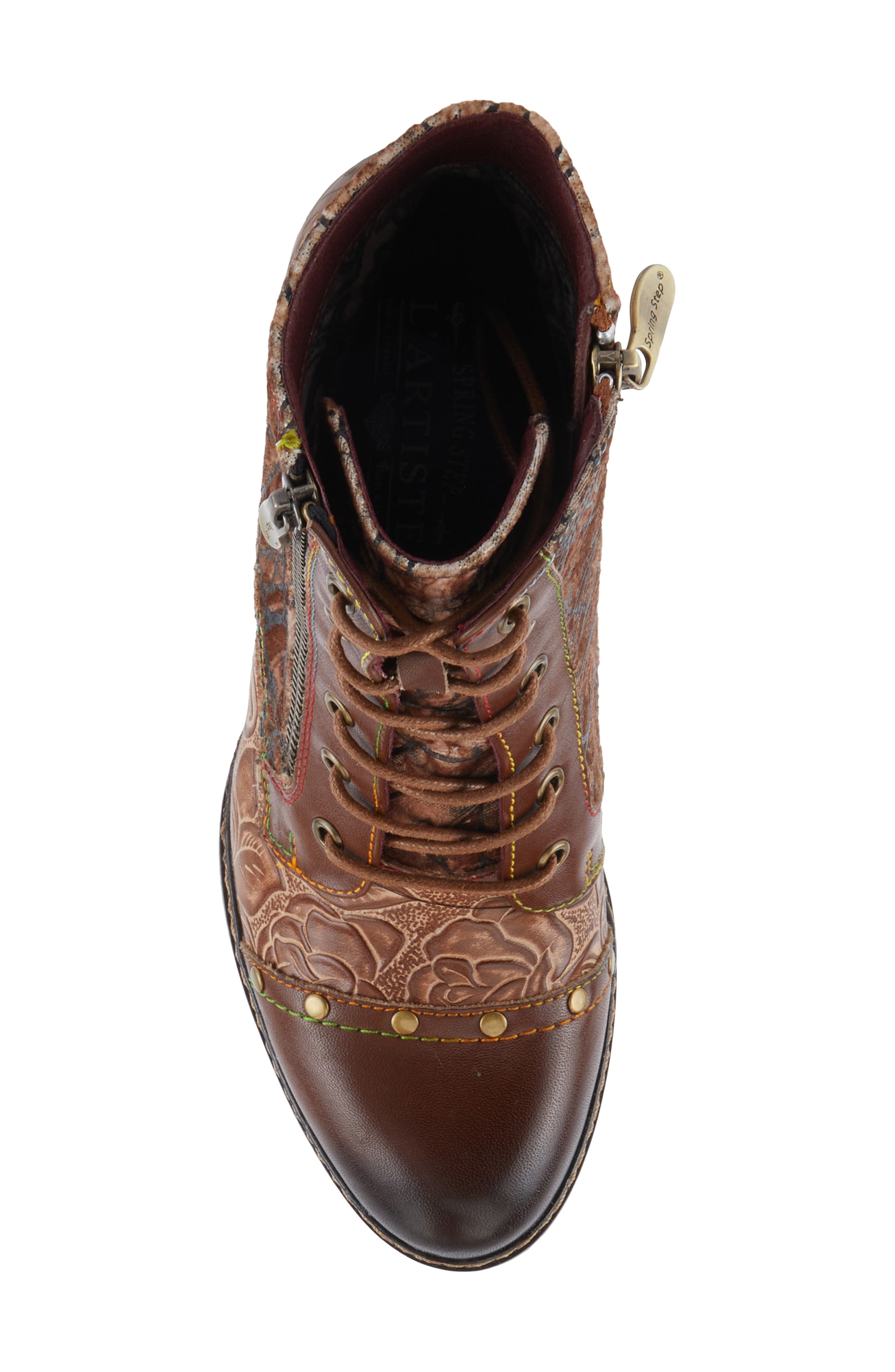 L
Artiste by Spring Step Avyanna Cap Toe Bootie, Alternate, color, Medium Brown Multi