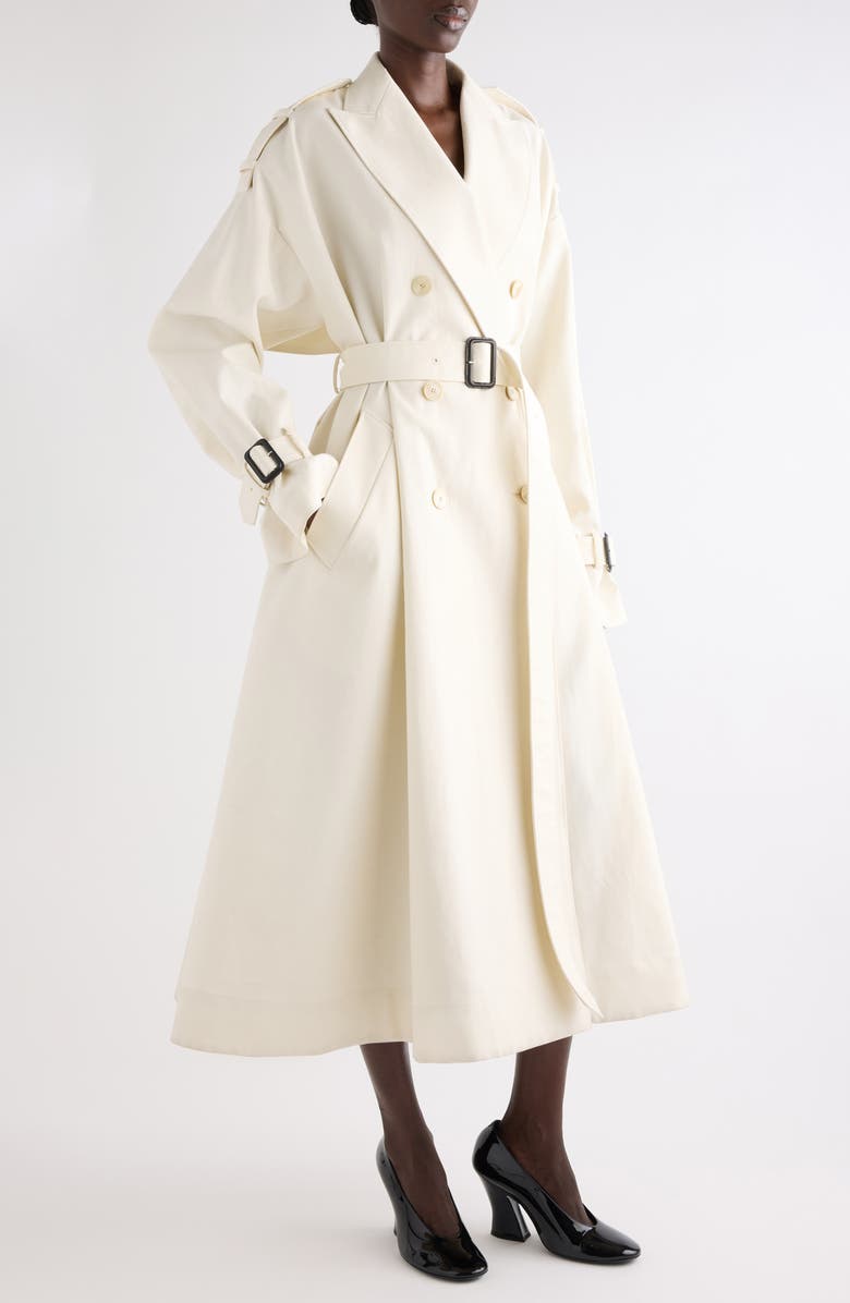 Givenchy Belted Cotton Twill Trench Coat, Alternate, color, Ivory