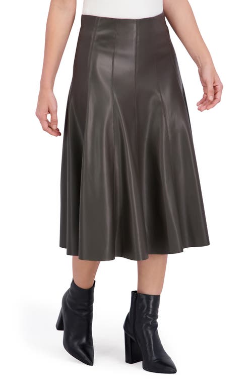 Ookie & Lala Supersoft Faux Leather Flounce Midi Skirt In Green