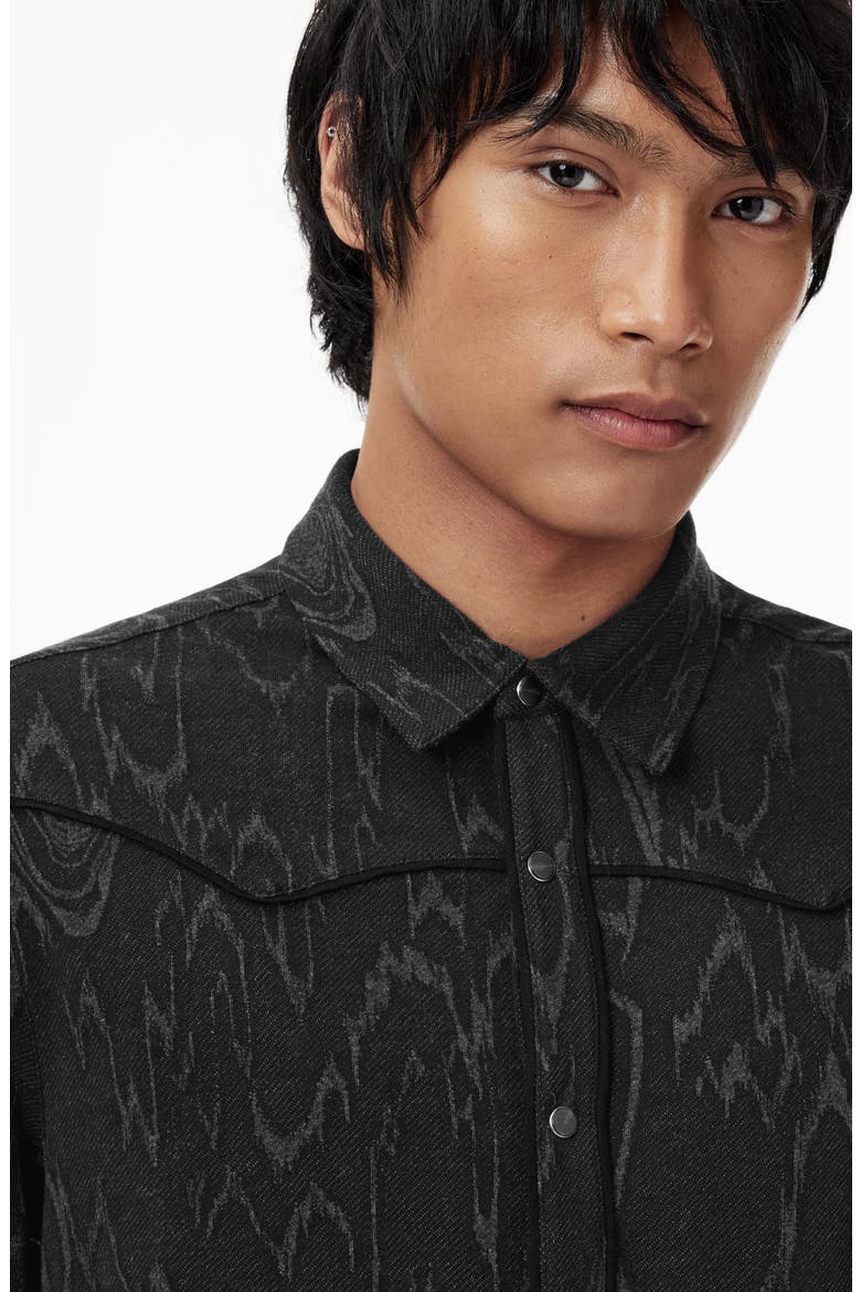 Miner Jacquard Snap-Up Western Shirt, Alternate, color, BLACK