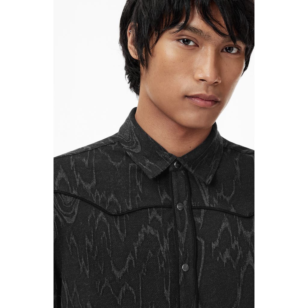 John Varvatos Miner Jacquard Snap-up Western Shirt
