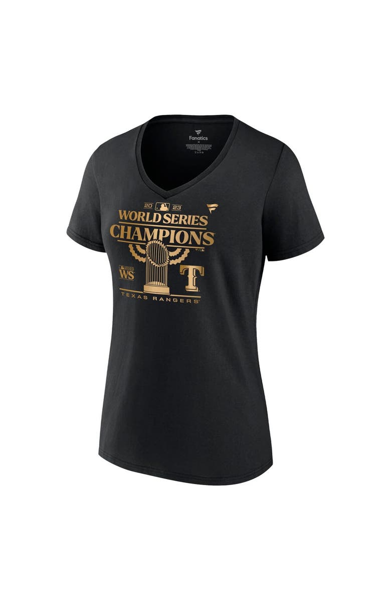 FANATICS Women's Fanatics Branded Black Texas Rangers 2023 World Series Champions Plus Size Parade V-Neck T-Shirt, Alternate, color,