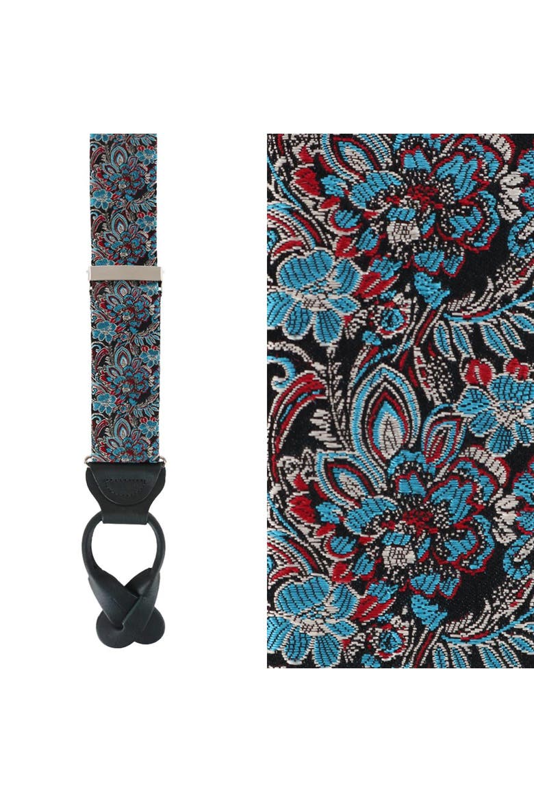 Enzo Exploded Floral Silk Button End Suspenders, Main, color, Multiple Colors