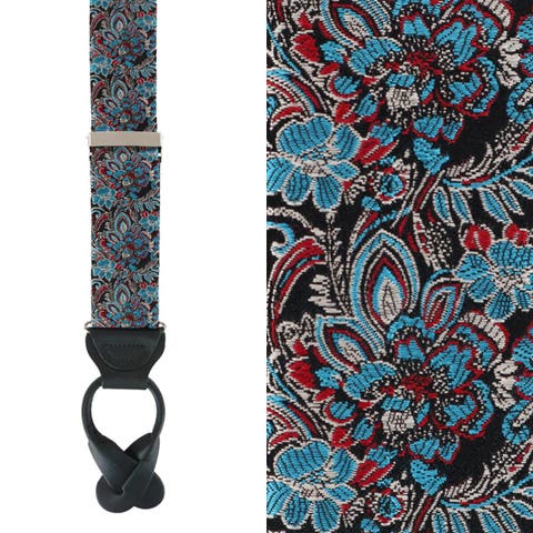 Enzo Exploded Floral Silk Button End Suspenders (Braces)