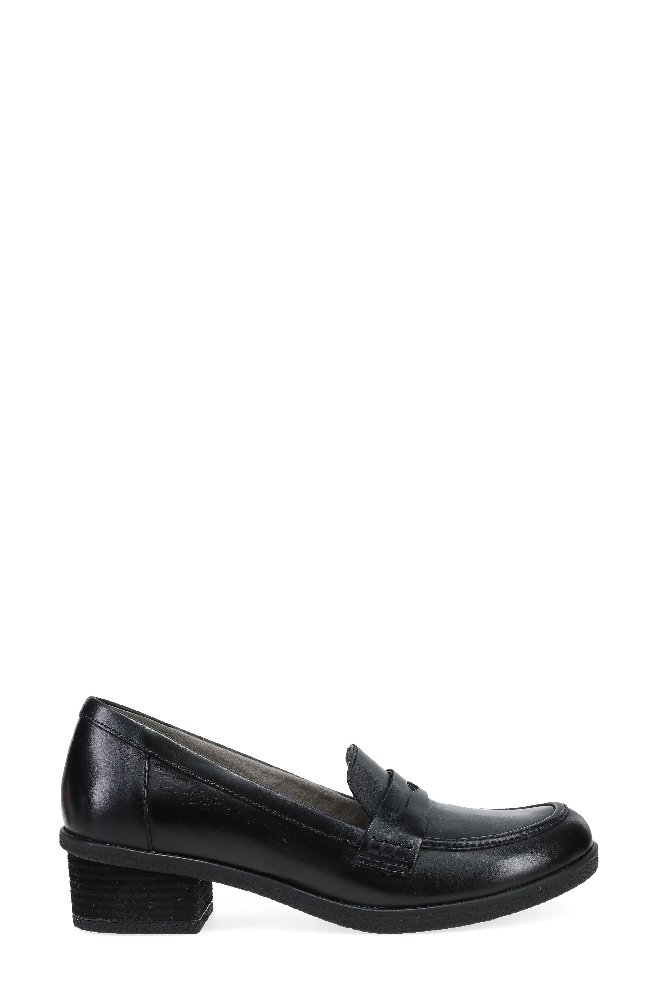 Dansko Danica Waterproof Penny Loafer Pump, Alternate, color, Black Waterproof Burnished