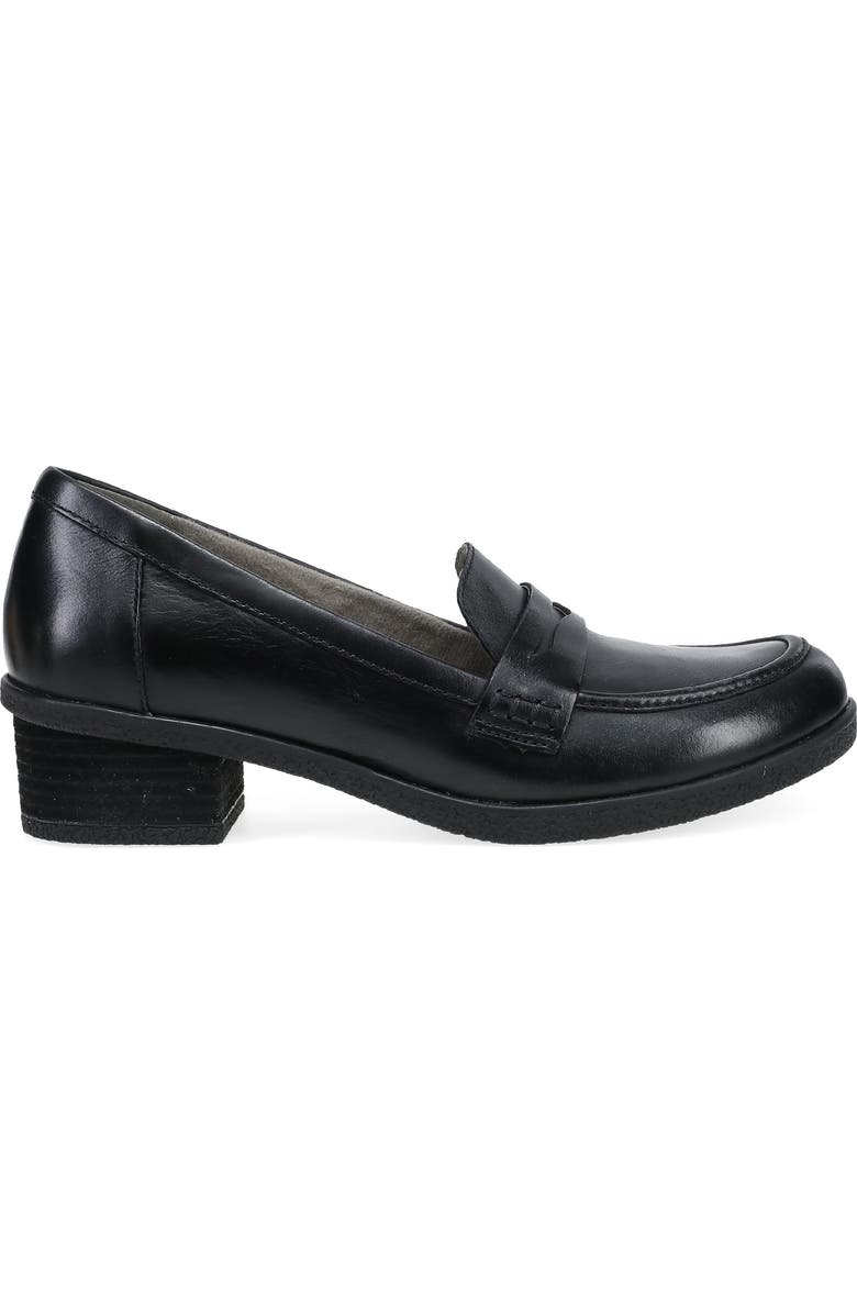 Dansko Danica Waterproof Penny Loafer Pump, Alternate, color, Black Waterproof Burnished