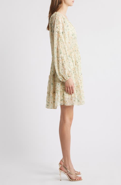Chelsea28 Tiered Ruffle Long Sleeve Chiffon Dress In Yellow