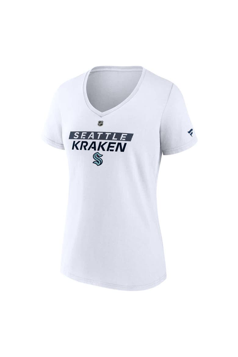 Women's Fanatics  White Seattle Kraken Authentic Pro Core Primary V-Neck T-Shirt, Alternate, color, White