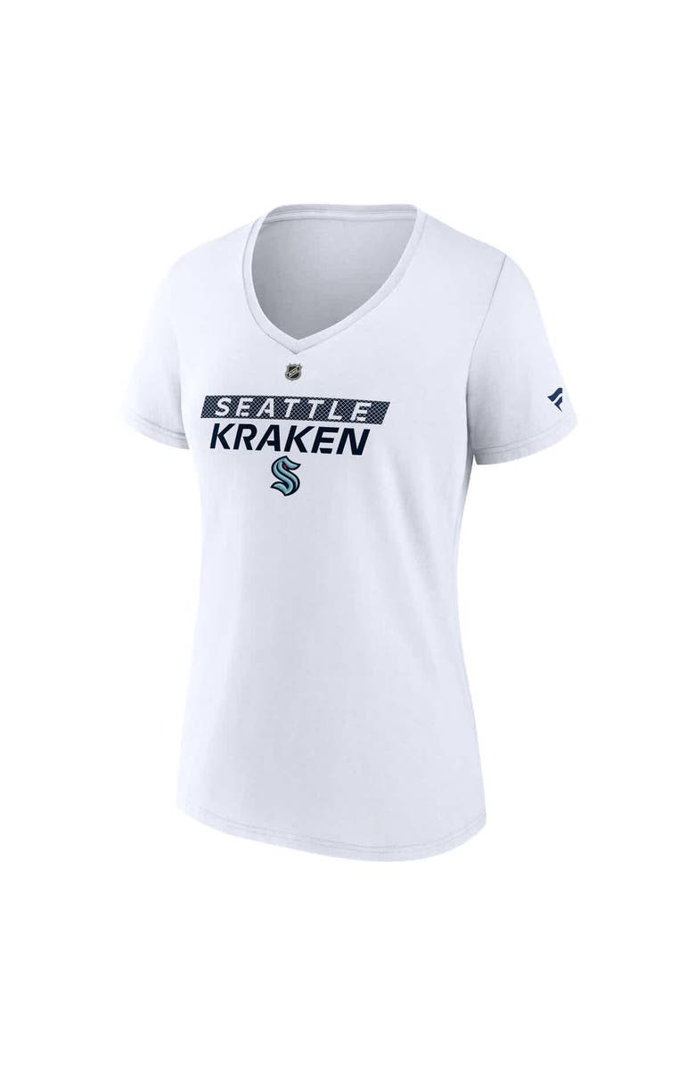 FANATICS Women's Fanatics White Seattle Kraken Authentic Pro Core Primary V-Neck T-Shirt, Alternate, color, White