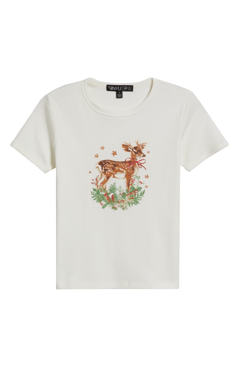 Vinyl Icons Doe Holiday Cotton Blend Graphic T-Shirt, Alternate, color, Marshmallow