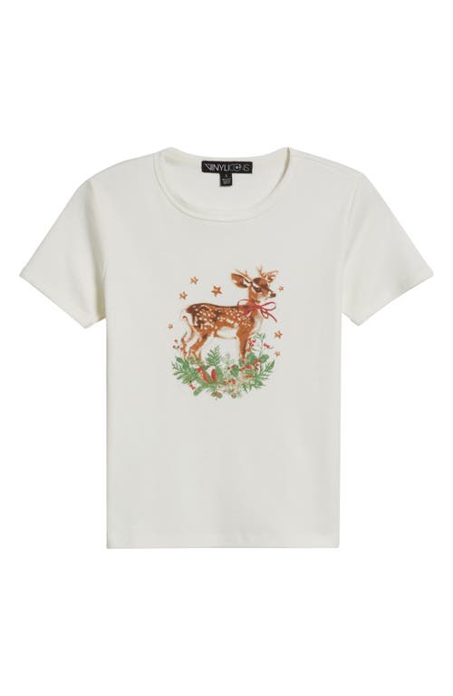 Vinyl Icons Doe Holiday Cotton Blend Graphic T-shirt In White