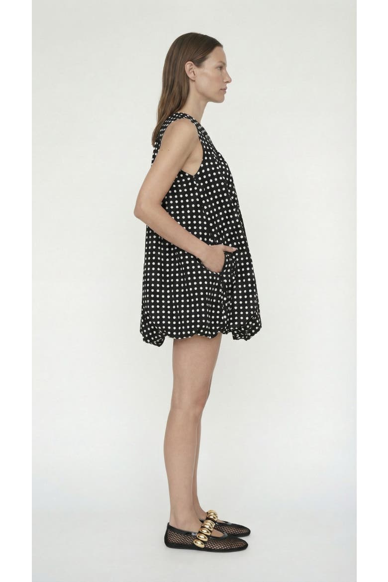 Bow Bubble Polka Dot Dress, Alternate, color, Black