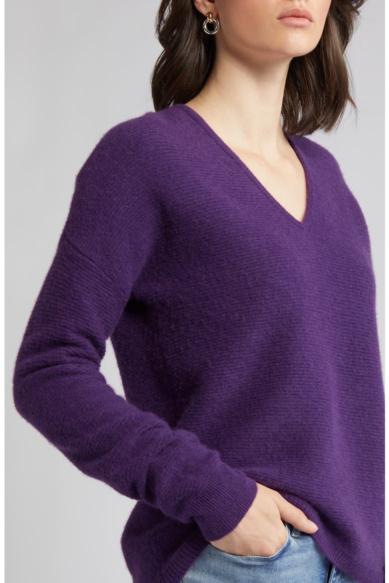 Cashmere V-Neck Sweater, Alternate, color, PURPLE MAJESTY