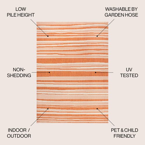 Jonathan Y Castara Wavy Stripe Modern Indoor/outdoor Area Rug In Orange/cream