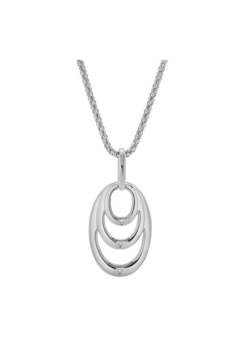 Seraphina Sterling Silver 0.03 Ct Diamond Layered Oval Pendant, Alternate, color, 925 Sterling Silver