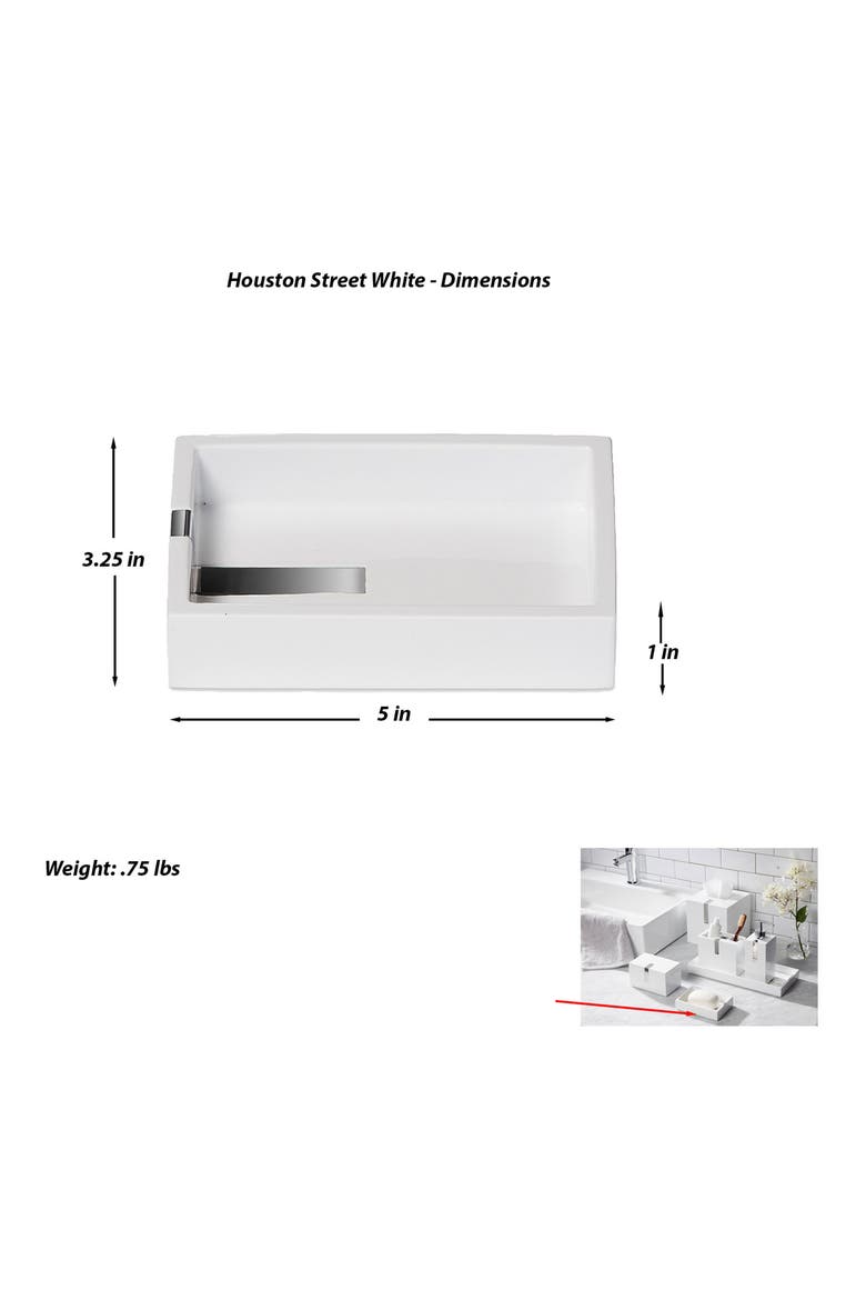 Houston Street White Soap Dish, Alternate, color, WHITE