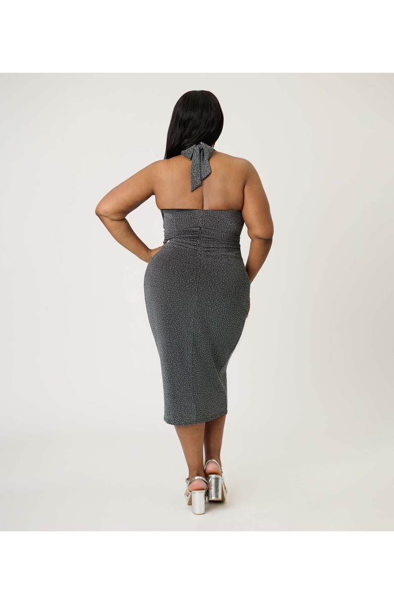 Unique Vintage Plus Size Romper & Sarong Set, Alternate, color, Black & Silver Metallic