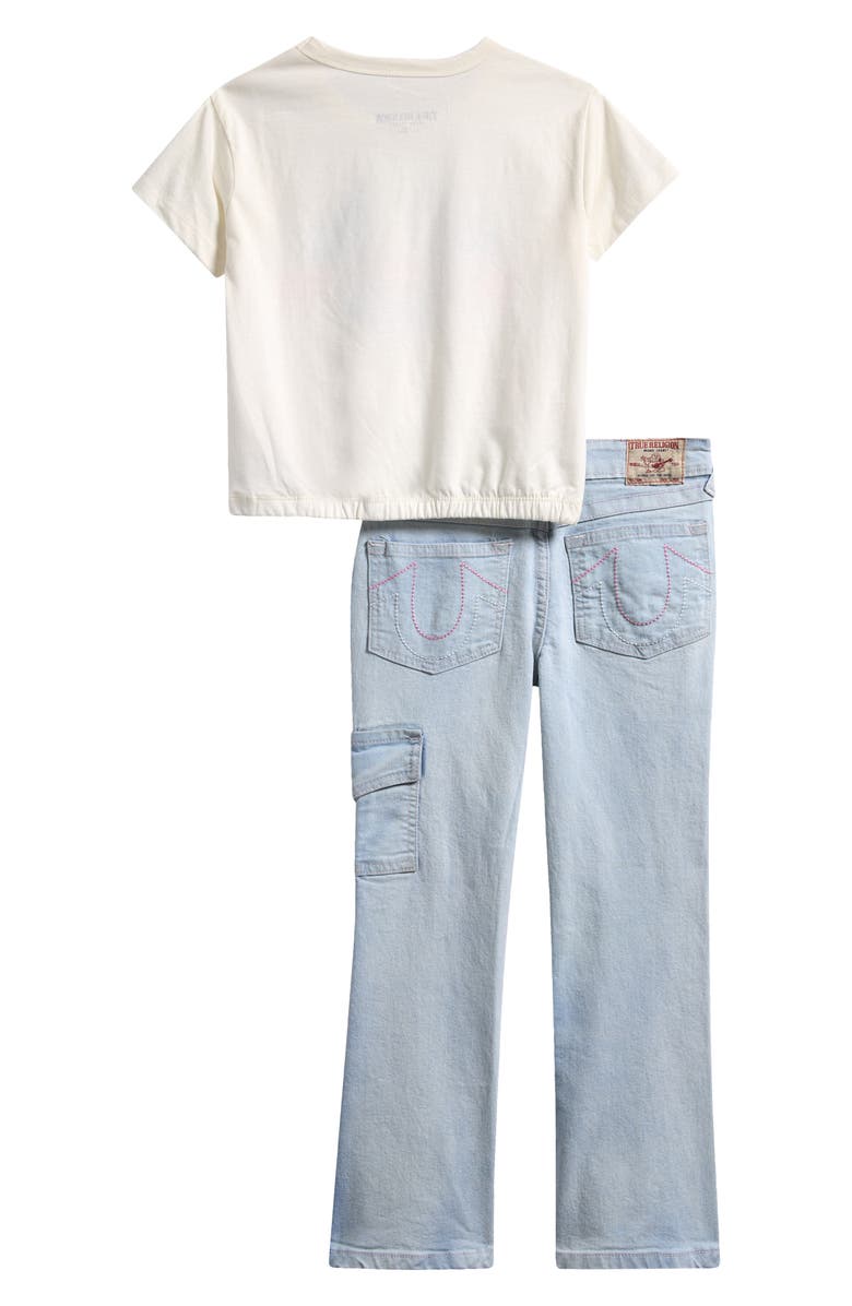 True Religion Kids' Graphic T-Shirt & Cargo Jeans Set, Alternate, color, Whisper White