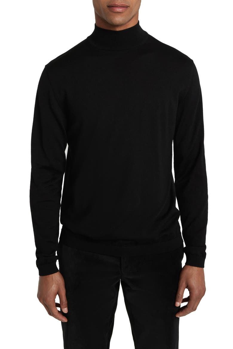 Beaudry Mock Neck Wool Blend Sweater, Main, color, BLACK