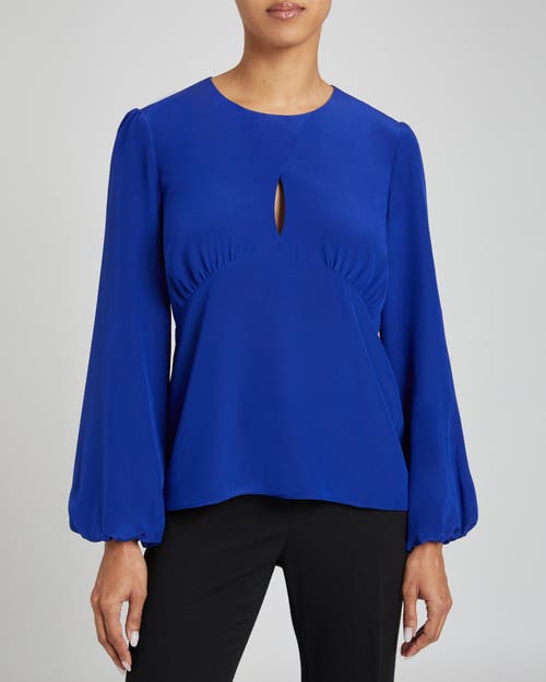Santorelli Lyra Cutout Silk Empire Blouse In Electric Blue