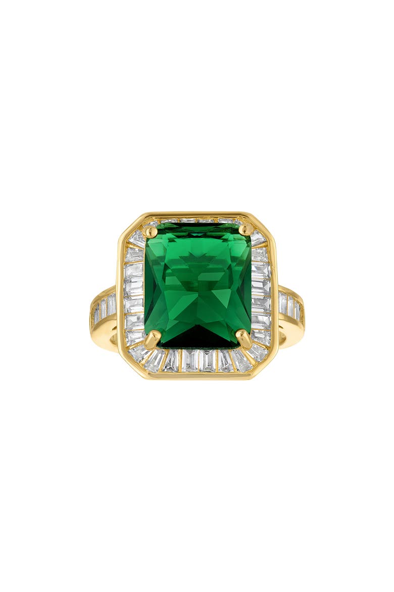 Green Cubic Zirconia Cocktail Ring, Main, color, GREEN/ GOLD