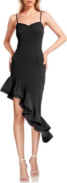Jewel Badgley Mischka Asymmetric Ruffle Hem Sleeveless Dress