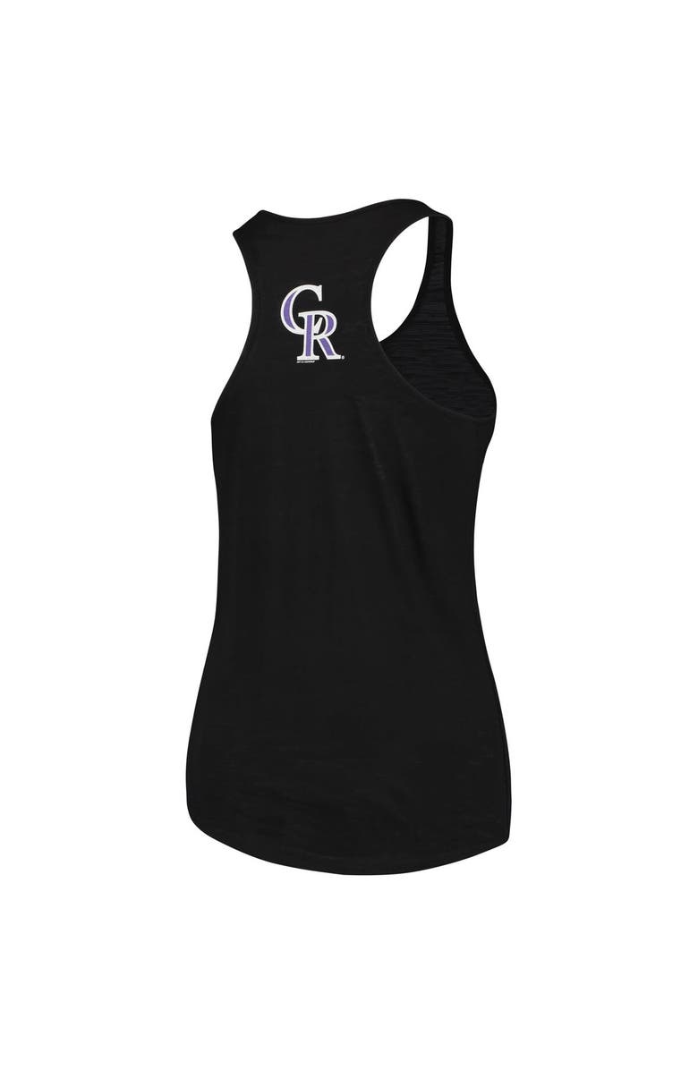SOFT AS A GRAPE Women's Soft as a Grape Black Colorado Rockies Plus Size Swing for the Fences Racerback Tank Top, Alternate, color, Black