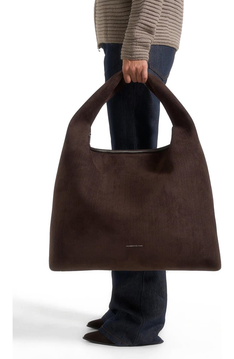 Manière De Voir Aubin Braided Suede Hobo Bag, Alternate, color, Brown