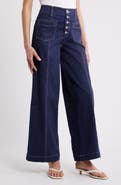 Wit & Wisdom Skyrise High Waist Exposed Button Fly Wide Leg Pants