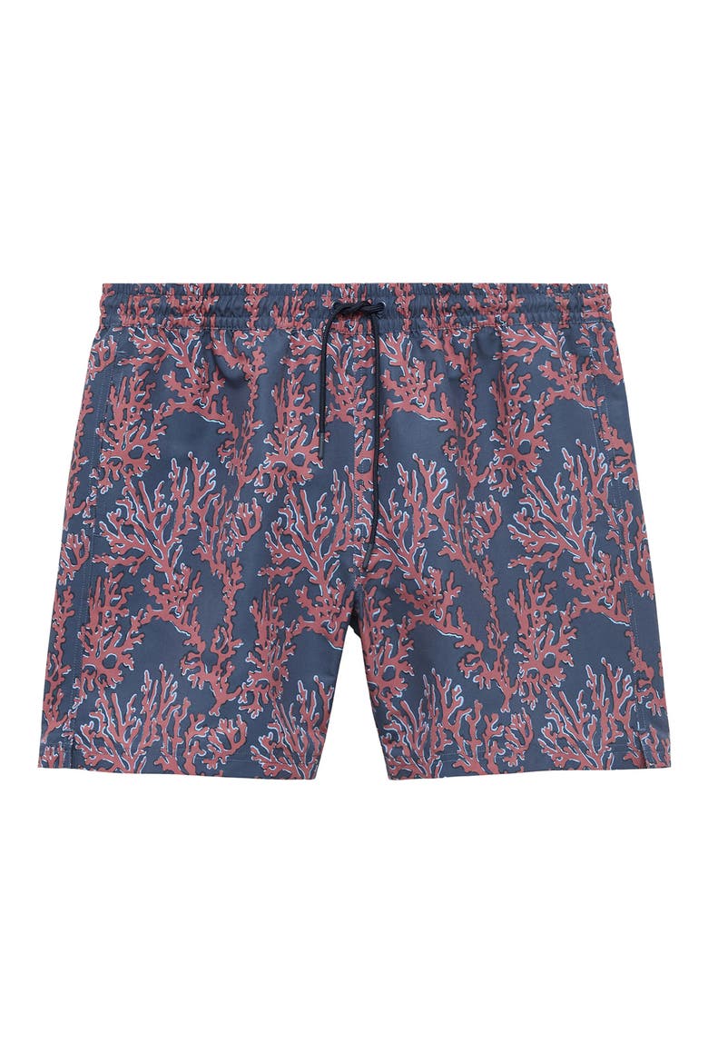 Coral Print Swim Trunks, Alternate, color, CORAL RED