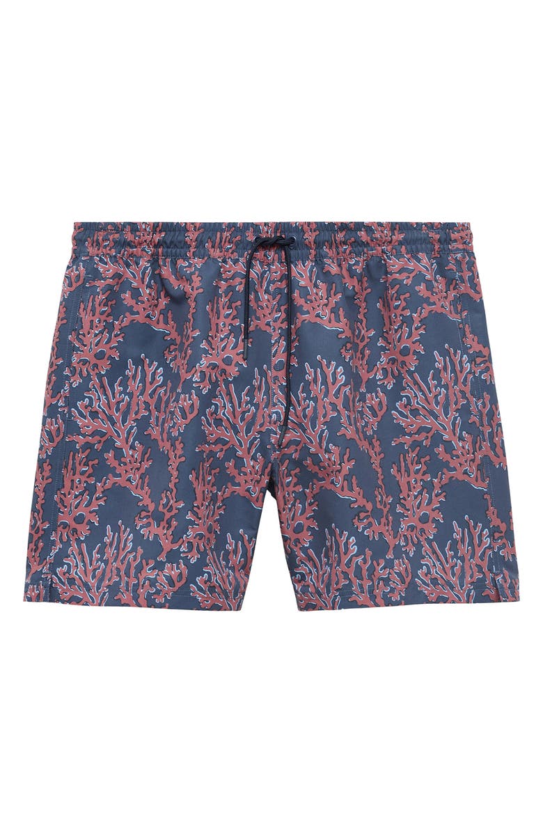MANGO Coral Print Swim Trunks, Alternate, color, Coral Red