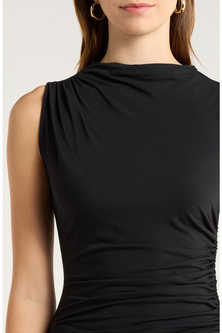 Christen Ruched Sleeveless Top, Alternate, color, BLACK