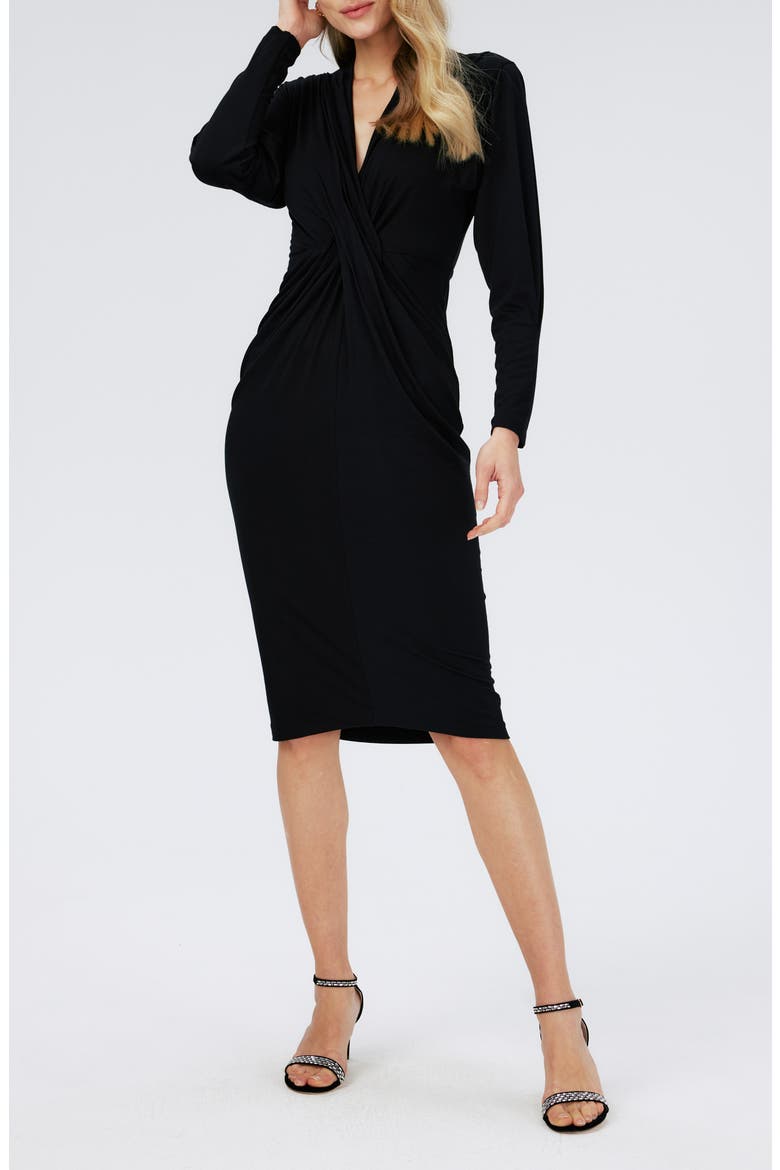 Sylvia Center Twist Long Sleeve Dress, Alternate, color, BLACK