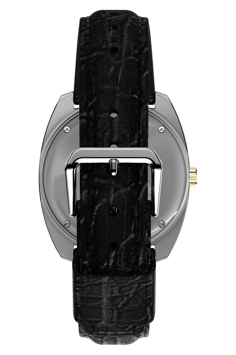 Q Timex 1978 Day/Date Leather Strap Watch, 37.5mm, Alternate, color, BLACK