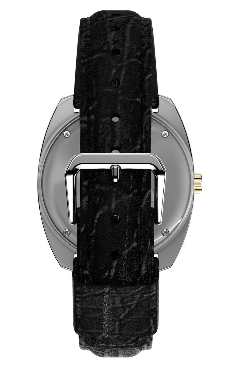 Timex<sup>®</sup> Q Timex 1978 Day/Date Leather Strap Watch, 37.5mm, Alternate, color, Black