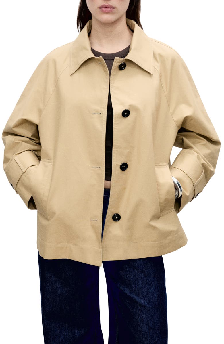 MANGO Crop Cotton Trench Coat, Main, color,