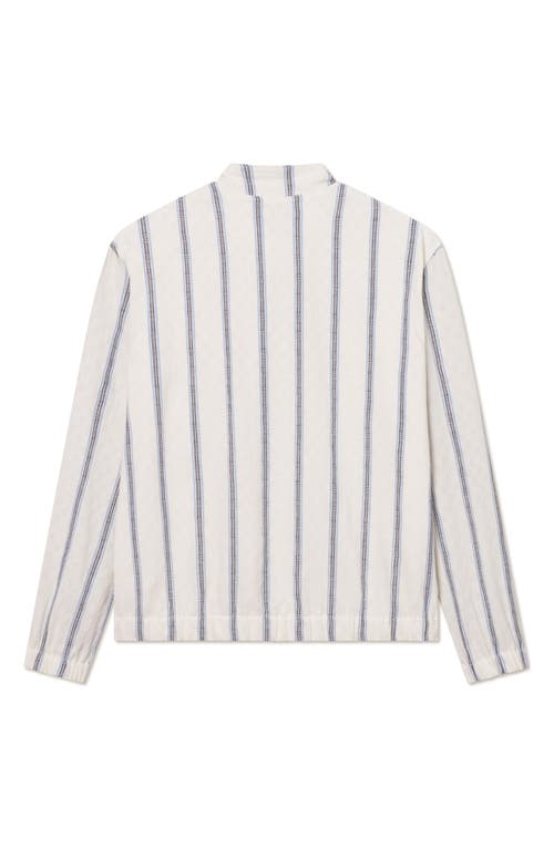 Les Deux Stanley Stripe Cotton Dobby Zip Jacket In White