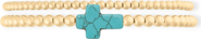 CUFFED BY NANO turquoise cross juno 14k gold filled bead bracelet two stack