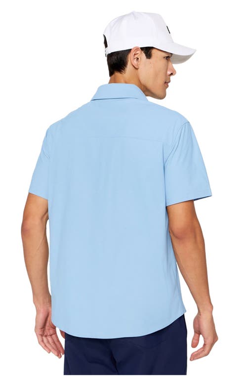 Fabletics The Don Short Sleeve Button Up In Blue