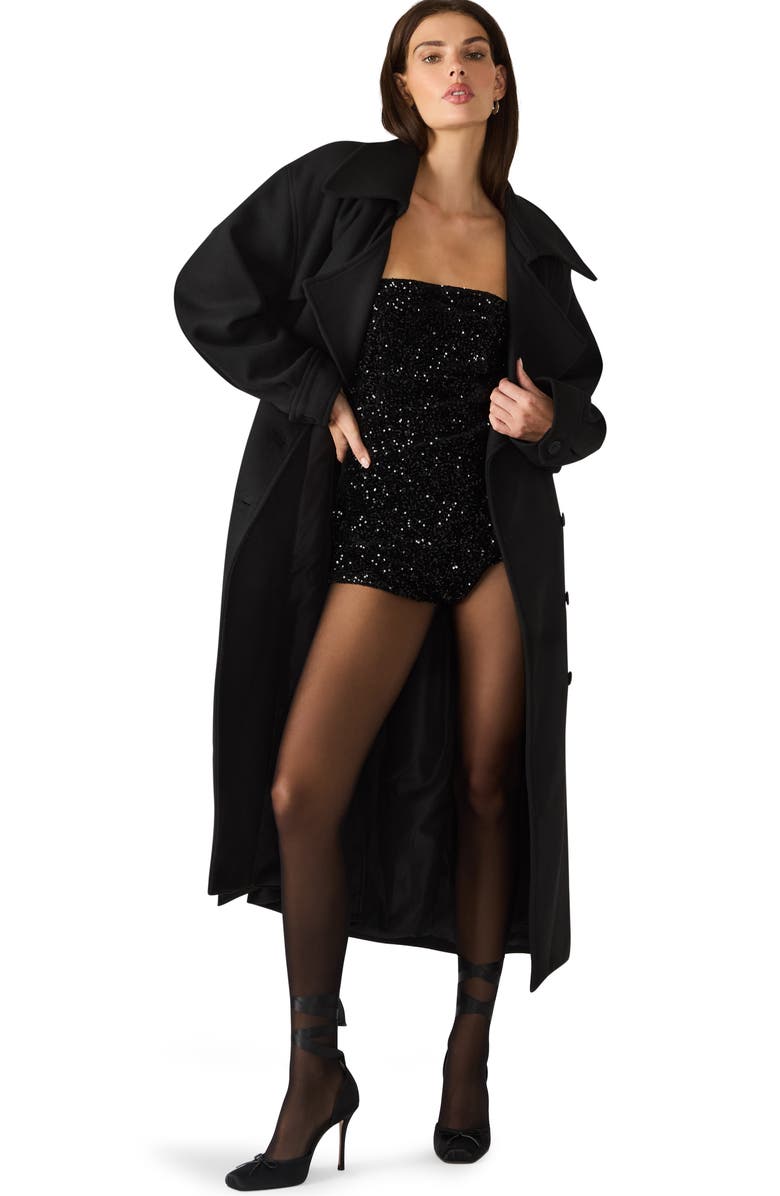 Steve Madden Enora Trench Coat, Alternate, color, Black