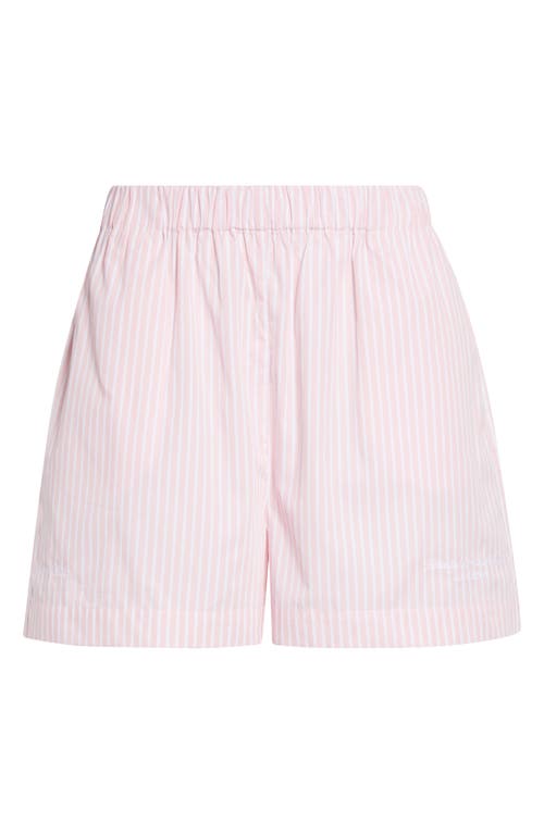 Sporty And Rich Sporty & Rich Eden Script Stripe Cotton Poplin Shorts In Pink