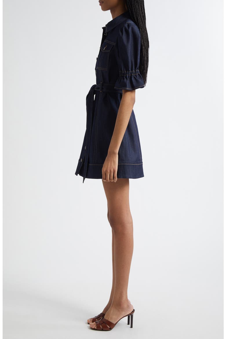 Holly Puff Sleeve Belted Denim Shirtdress, Alternate, color, INDIGO